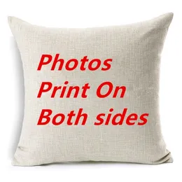 Both sides Design Pictures on cushion cover Print Pet wedding personal Kids friend pos customized gift for home pillow case 220613