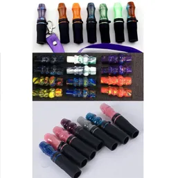 3 style Colorful Resin Smoking Drip Tip Acrylic Hookah Mouthpiece Mouth Tips ChiCha Narguile Hookah Filter MouthPieces With Hang Rope Strap Shisha Accessories