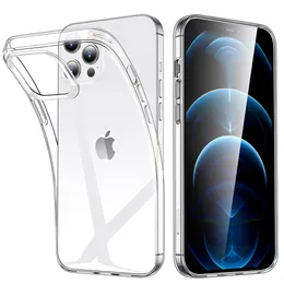 Transparent mjukt fodral f￶r iPhone 14 13 11 12 Pro Max Mini X XS XR 7 8 Plus Telefonback Cover