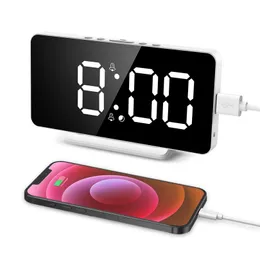 Digitalt väckarklocka Lysd Led Elektronisk Mini Vägg Sovrum Smart Ljusstyrka Bords Skrivbord S med kalender Heminredning 220426