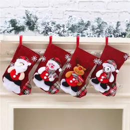 Świąteczna kreskówka Santa Claus Snowman Elk Xmas Sock Candy Gift Socks Bag Festival Wiszący wystrój zapasy imprezowe zapasy imprezowe
