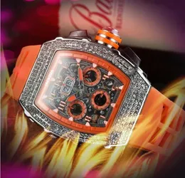 Famoso Designer Classic Watch da 43 mm Crystal Diamonds Ring Men Dia quadrato Mano Man Stop Orologio in gomma Cintura di silicone Olatch Relojes de Marca Mujer