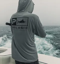 Giacche da caccia Pesca pelagica Camicia da uomo Protezione UV estiva con cappuccio Manica lunga Top Performance Camisa De Pesca JerseyCaccia Huntin