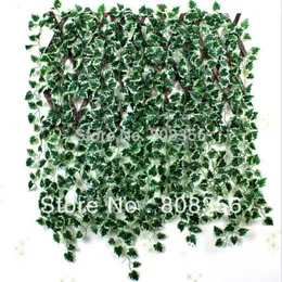 24pcs 200cm/78.74 "人工緑のベゴニア赤いメープル葉のつるシミュレーションアイビーラタンラタンフラワーリーフバイングリーン植物杖T200601