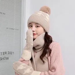 Beanie/Skull Caps Winter Women's Hat and Scarf Gloves Three Piece Set Wool Warm Products Pro22