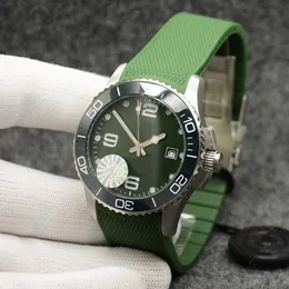 41 mm podbój męskie zegarki Automatyczne ruch mechaniczny gumowy pasek koncentras ceramiczna ramka z hydrokonquest hardlex szklane szklane oznaczenia zielone tarcze