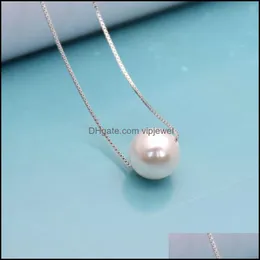 ペンダントネックレスペンダントジュエリーDainty Fashion Women Minumalist Necklace 925 Sterling Sier Box Chain Pearl Drop Delivery 2021 Onaki