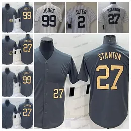 2022 Męskie Derek Jeter Baseball Jersey 99 Aaron Judge Giancarlo Stanton Dobra jakość Koszulki Szygowane męskie koszulki