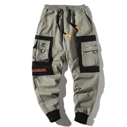 Mężczyźni wielonasowe elastyczne talia Harem Pant Street Punk Hip Hop Casualne spodnie Joggers Male Cargo Pants Abz51 220811