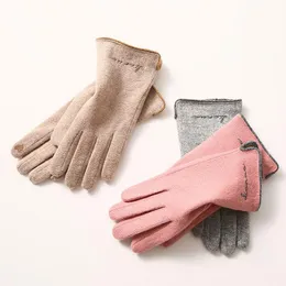 Five Fingers Gloves Winter Ms Warm Wool Age Season Driving Cycling Cashmere Touch Women Rekawiczki Zimowe Damskie Accessories
