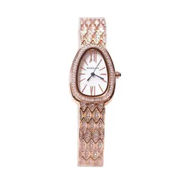 Luxury Womens Watches Fashion Designer Snake Oval Roman Diamond Ladies Waterproof Armband Quartz Student Women Watch BDFB