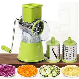 Vegetable cutter mandolin slicer kitchen accessories with 3 interchangeable sharp blades manual rotating vegetable cheese grater 210319