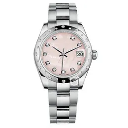 Wysokiej jakości zegarek azjatycki 2813 sportowy automatyczny damski Datejust 31 mm różowa tarcza z masy perłowej m178344-0018 zegarek na rękę diamentowa ramka luksusowe zegarki ze stali nierdzewnej