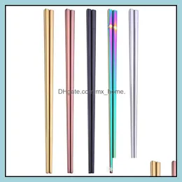 Ons 304 Stainless Steel Chopstick Square Kök Köksfall Leverans 2021 Chopsticks Kök Matsal Bar Hem Garden Xujho