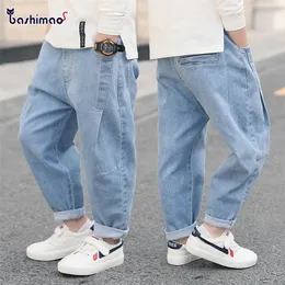 3-13 lat bawełniane koreańskie spodnie dla dzieci dzieci Leisure luźne dżinsy maluchowe LJ201203
