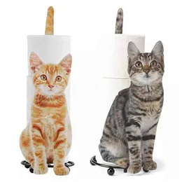 猫の装飾的なトイレットペーパーホルダー - 卓越したバスルームティッシュストレージトイレットロールホルダー紙ラックバスルームアイアンストレージ22011297C