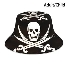 Berets Calico Jack 2 دلو قبعة الشمس غطاء القراصنة العلم عبر عظام القمامة القابلة للطي قابلة للطي في الهواء الطلق الصياد hatberets