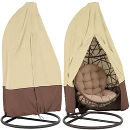 Hängande swing äggstol dammtäcke med dragkedja anti UV Sun Protector Cover Garden Patio Waterproof Rattan Seat Furniture Cover 0624