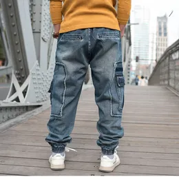Men's Plus Size 6XL Elastic Waist Cargo Jeans - Loose Fit Denim Joggers in  Blue, Casual Streetwear Pants
