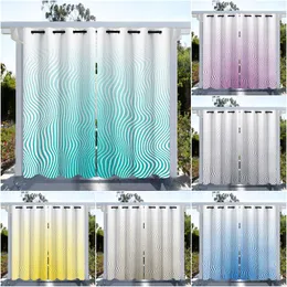 Curtain & Drapes Blue Wavy With A Subtle Moroccan Tint 3D Digital Print Outdoor Waterproof 2 PanelsCurtain