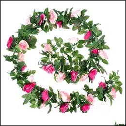 Dekorative Blumenkränze, festliche Partyzubehör, Hausgarten, 2 Stück, künstliche Rosenrebenpflanzen, künstliche Hängegirlanden für Hochzeit, Gardendec