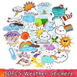 50 pezzi Adesivi cartoni animati per meteorologi da sole carini per il frigorifero per auto per laptop per laptop pacchetto di adesivi impermeabili per bambini giocattoli per bambini