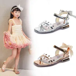 3-12-летние дети Прозрачные пляжные сандалии для девочек 2021 Новые летние туфли для детской принцессы элегантные клинья сандалии G220523