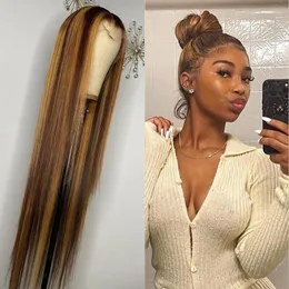 الباروكات الدانتيل 360 HD Front Human Hair Wig 13x6 13x4 تسليط الضوء على مستقيم Ftontal Brazilian Ombre عذراء مسبقة للنساء السوداء Tobi22