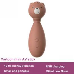 USB laddar AV Stick Vibrators Little Bear Vibrator Clitoris Stimulator Sexiga leksaker för kvinnor 12 Frekvens G-Spot Vagina Massager Beauty Party