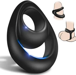 Neue Cockring Cock Ringe Dual Penis Ring Hodensack Bahre Dick Enlarger Silikon Ejakulation Verzögerung sexy Spielzeug für Männer