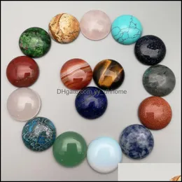 Sten lösa pärlor smycken naturliga 20 mm runda opal roskvarts tigrar ögon turkos ansikte för nec dhnxa