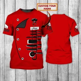 Moda T Shirt Niestandardowa nazwa Master Chef Red 3D Printing Mens Summer Short Sleeve Unisex Casual Sports T-shirt DW16 220507