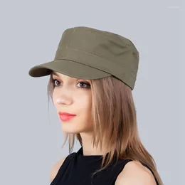 Berets unisex płaski top solidny kolor beretu sprężyna jesień regulowany swobodny rocznik na zewnątrz szczytowy czapkę wojskową chur22