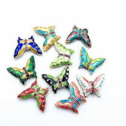 150st DIY Cloisonne Accessories Emamel Butterfly Beaded Wholesale Jewelry Making Findings Söta färgglada djurprydnadsmycken
