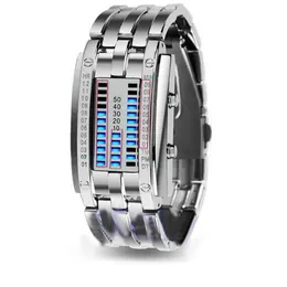 Armbanduhren Männer Frauen Kreative Edelstahl LED Datum Armbanduhr Binäre Armbanduhr Elektronik Mode Lässig DropWristwatches