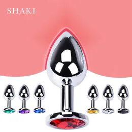 Analplug Edelstahl Glatter Stahl Butt Plug Schwanz Kristall Schmuck Trainer Für Frauen Mann Analdildo SHAKI Erwachsene Sex Shop278P2390800