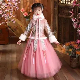 Etniska kläder Original Women's Hanfu Children's Cotton Clothes For Cold and Warm Winter Cute Full Set of Year's Improved