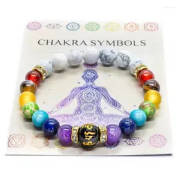 Beaded Strands Armeles för män Kvinnor Chakra Armband som betyder naturlig kristallläkande ångestsmycken Mandala Yoga Meditation Gift Lars22