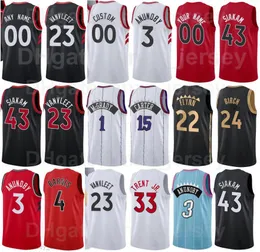 Skärmtryckt Basket Vince Carter Jersey 15 Tracy McGrady 1 Goran Dragic 7 Khem Birch 24 Precious Achiuwa 5 Malachi Flynn 22 Gary Trent Jr 33 Män Kvinna Ungdom