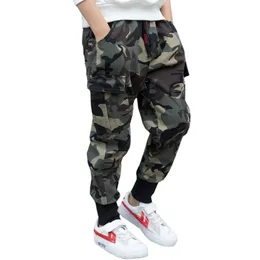 Новая детская одежда большие мальчики камуфляж подростки хлопок полная длина детей случайные брюки военные штаны LJ201127