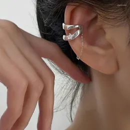 Parafuso de clipe para trás de moda coreana Crystal Zircon Cadeia de cor prata Planta de borla no brinco para mulheres No Piercing Ear Cuff Wedding Aestheti