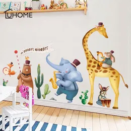 大きな漫画の象のキリンベアアニマルフレンズの友達の壁ステッカーキッズルーム幼稚園飾り飾るかわいい動物デカールY200103