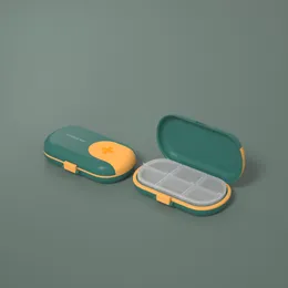 4/6 Izgaralar Taşınabilir Seyahat Hap Kılıf Hapları Kutuları ile Hap Kesici Organizatör Tıp Depolama Konteyner Tablet Kutusu Plastik Karton başına 600 adet