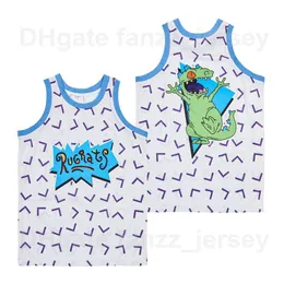 Movie Rugrats Reptar Basketball Maglie da basket Man Hip Hop Rap Team Color White for Sport Fans Hiphop University traspirato per camicia pura cotone uniforme Top/buona qualità