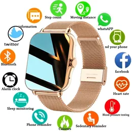2022 Nowy kolorowy ekran Inteligentny Zegarek Panie Mężczyźni Pełny Dotykowy Fitness Tracker Ciśnienie krwi Smart Clock Lady SmartWatch Kobiety + pudełko