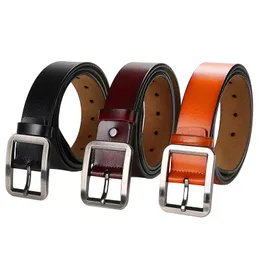 Belts Trend Retro Men Belt High Quality Alloy Pin Buckle Solid Color Business Affairs Casual 120 CmBelts