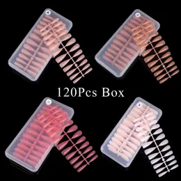 120pcs cor sólida super longa estilete False unhas Pressione as dicas de unhas para as unhas artificiais de arte falsa 220716