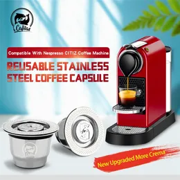 Verbesserter Edelstahl für Nespresso-Kaffeefilter, Kapselkapseln, Tamper, Espresso, wiederverwendbare, nachfüllbare Körbe 210309