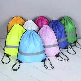 Kordelzug-Rucksack-Tasche mit reflektierendem Streifen, Cinch-Sack-Rucksack für Schule, Yoga, Sport, Fitnessstudio, Reisen SN4678