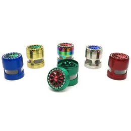 GR22619 Tobacco Smoking Herb Grinders 4 Layers zinc Alloy material 100% Metal dia 63mm multi colors With Clear Top Window Lighting Grinder